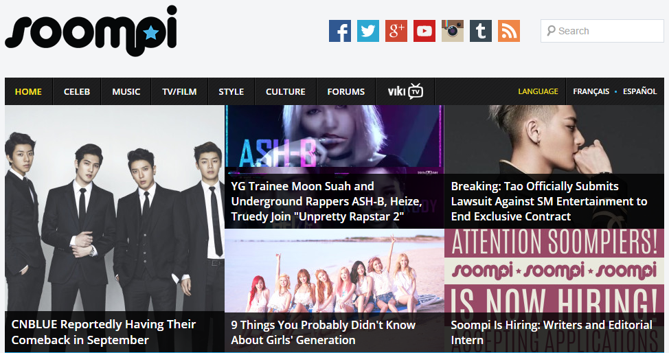  Trang web tin tức Kpop Soompi