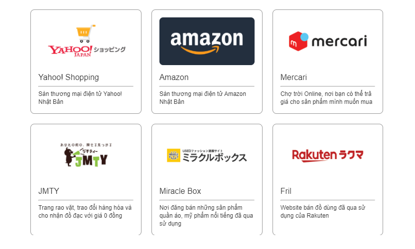 trang web mua sắm đồ Nhật Bản